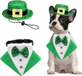 2 PCS St. Patrick's Day Costume Dog Bandana Collar and Pet Top Hat Buckle Green Dog Bow Tie Formal Tux Clothes with D-Ring Irish Tuxedo Saint Patrick Outfits for Dogs Puppy Cat Party Dress (Medium)