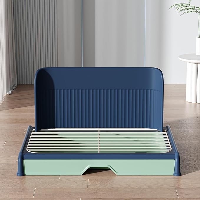 Upgrade Dog Potty Tray with High Wall,23.62"X18.5"Pee Pad Holder,Litter Box for Pet,Mesh Training Holder for Puppy and Small Size Dog,Housebreaking Supplies, Pet Products (Blue)