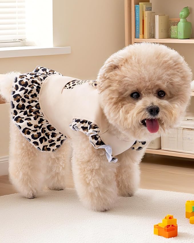 XPUDAC 4 Pack Dog Dresses Cute Printed Puppy Clothes for Small Dogs Girl Chihuahua Doggie Outfits Tank Top Vest Dresses Cat Apparel，Small(Chest-15.6")