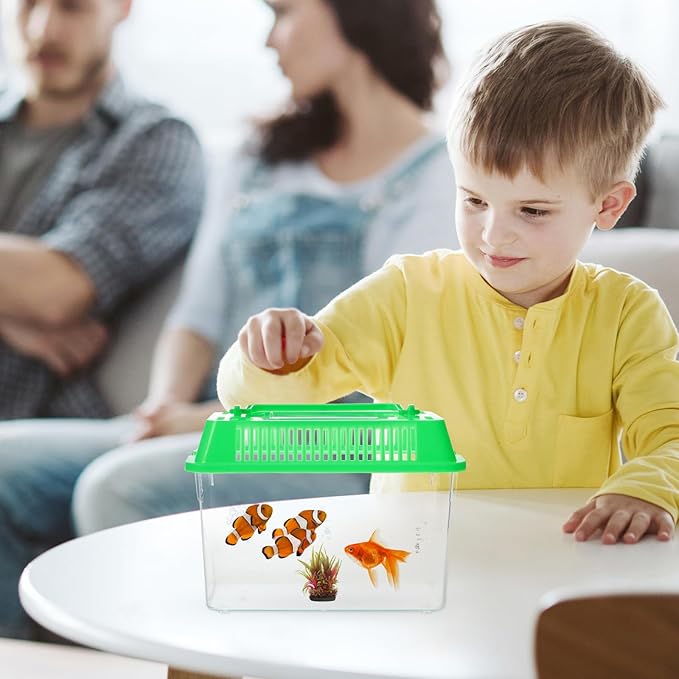 Baluue Mini Fish Tank Portable Handheld Aquarium with Handle Transparent Plastic Fish Bowl for Pet and Turtles Easy to Clean 5.90 X 3.54 X 4.33 Inches