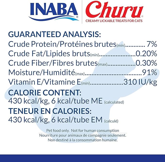 INABA Churu Cat Treats, Grain-Free, Creamy Purée Cat Treat/Topper, Tuna Variety