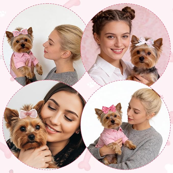 10PCS Dog Hair Bows Dog Bows for Small Size Dogs Cute Dogs Hair Bow with Rubber Bands for Cat Puppy Small Pet