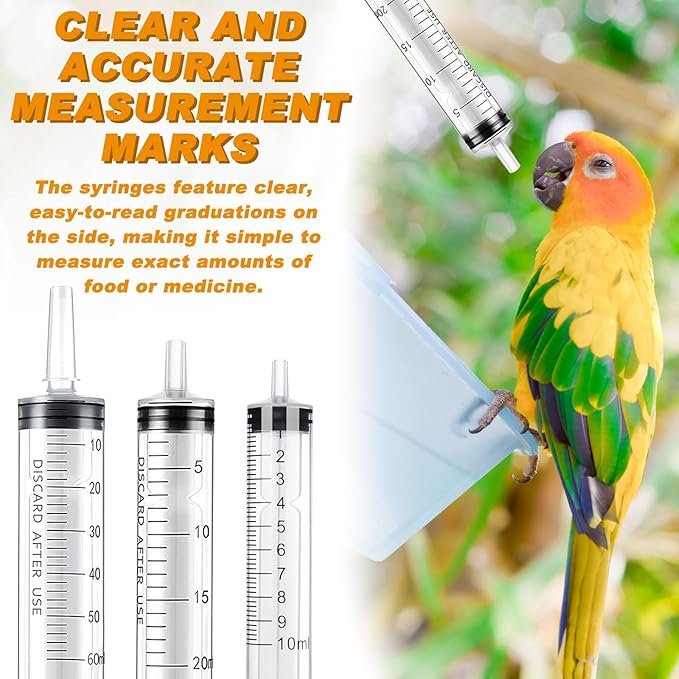 Baby Bird Feeding Syringe Set Baby Bird Parrot Small Pet Manual Feeding Syringe Set for Parrot Small Pet Syringe with Spoon Tip & Tubes (10ml+10ml+20ml+60ml)