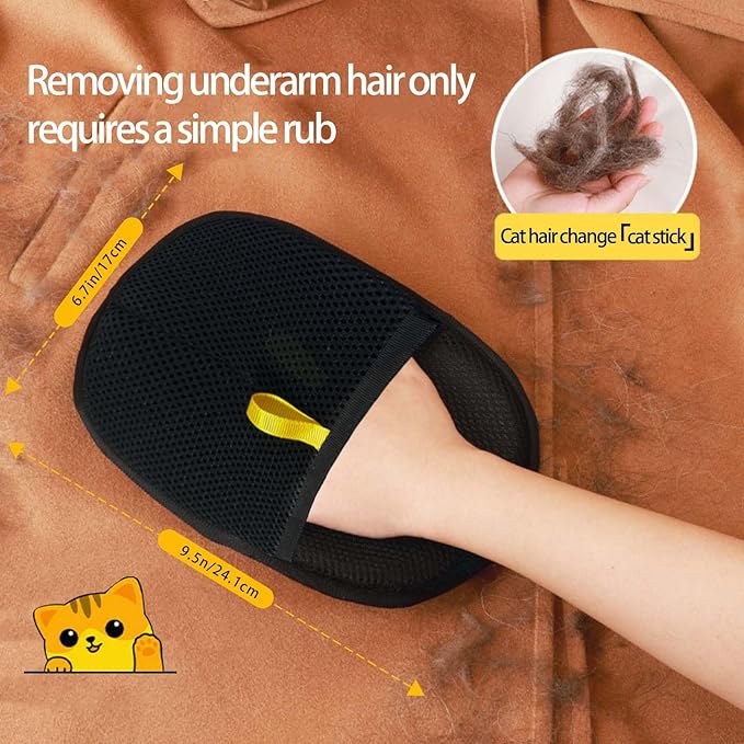 Veri dian Pet Hair Removal Glove for Dogs and Cats, Efficient Deshedding Brush Glove for Grooming, Cleaning Furniture, Couch, Car Seats, Reusable Pet Hair Remover Tool for Short Long Hair Pets