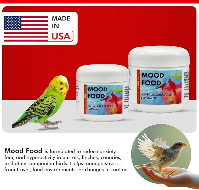 Morning Bird Mood Food 4.5 oz – Natural Calming Supplement for Birds – Non-Sedating Formula – Helps Reduce Stress, Aggression & Feather Plucking – Gentle Support with Amino Acids & B Vitamins