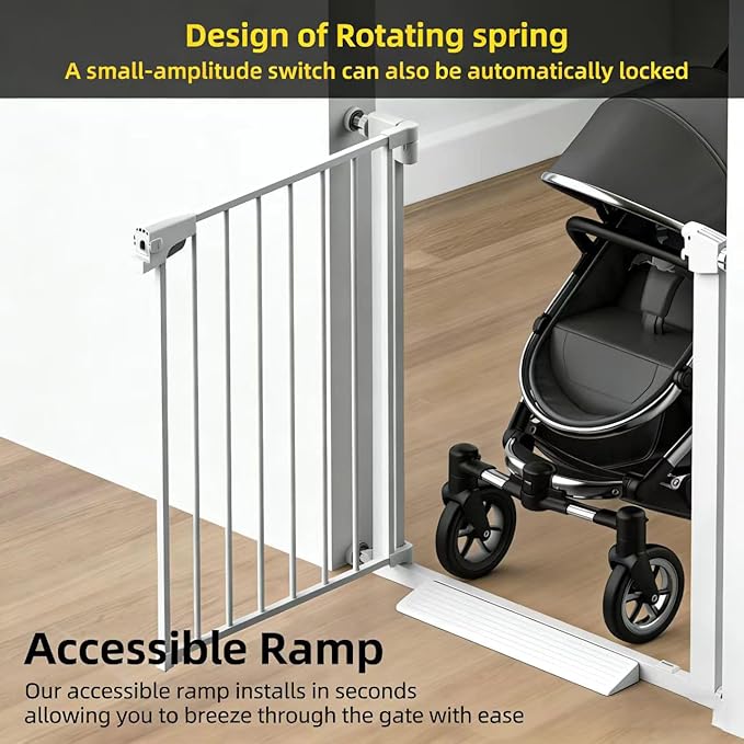 Easy Step Walk-Thru Baby Gate – Adjustable Safety Gate for Babies & Pets, Pressure Mount Kit, Includes Wall Cups – 29.7-59.8W x 30.5H, Auto-Close
