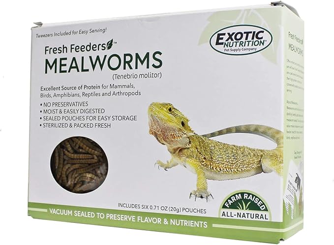 Fresh Feeders (Mealworms) - All Natural High Protein Insect Treat - Single Serving Pouches - Chickens, Wild Birds, Hedgehogs, Bluebirds, Reptiles, Sugar Gliders, Opossums, Skunks, Lizards