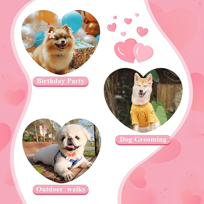 30Pcs Dog Bows with Clips, Charming Dog Hair Bows for Small Dogs, Pink Puppy Bow Perfect-Dog Accessories Girl(Various Bow Styles)