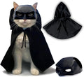 Black Bat Cat Mask and Cloak Costume for Indoor Cats, Funny Superhero Pet Outfit for Christmas, Cosplay, Parties and Photoshoots, Hooded Cape for Cats – Big Size