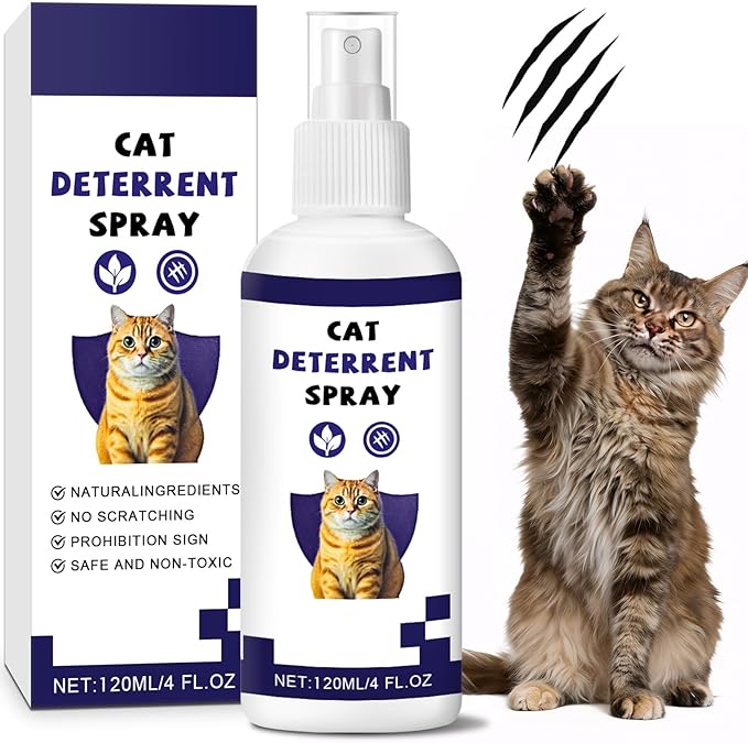 Cat Deterrent Spray丨Cat Repellent Spray for Indoor & Furniture, Anti-Scratch Deterrent for Furniture, Sofas, Rugs, Curtains, Plants,Pet-Safe Formula 4 FL.OZ