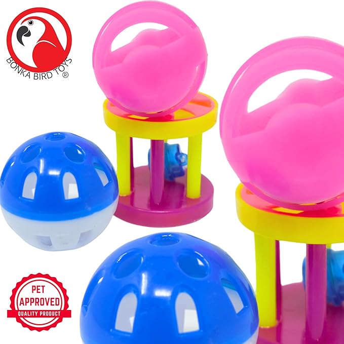 1195 Pk2 Play Three Bonka Bird Toys Foot Colorful Durable Parrot Quaker Parrotlet Budgie Finch