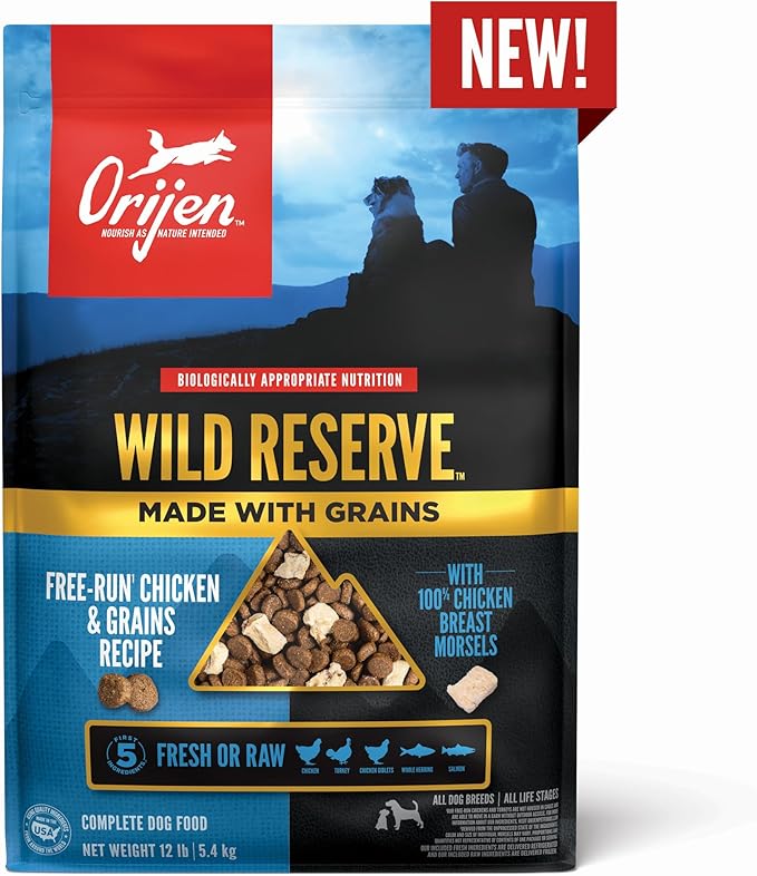 ORIJEN Wild Reserve Dry Dog Food Free-Run Chicken & Grains Recipe 12lb Bag