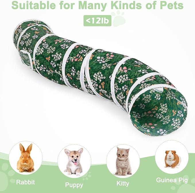 Glittme Cat Tunnel, Cat Tunnels for Indoor Cats, S-Shape Peekaboo Cat Cave with Cat Toys, Foldable Cat Tubes and Tunnels for Cats, Rabbit, Puppy, Guinea Pig