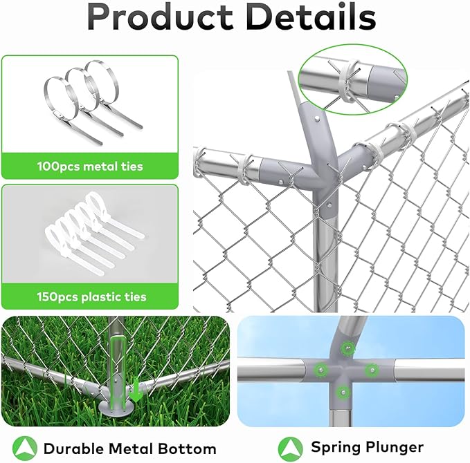 9x9 FT Large Outdoor Dog Kennel Outside with Heavy-Duty Steel Frame, Waterproof UV-Resistant Cover, Secure Lock, and Hexagonal Wire Fence
