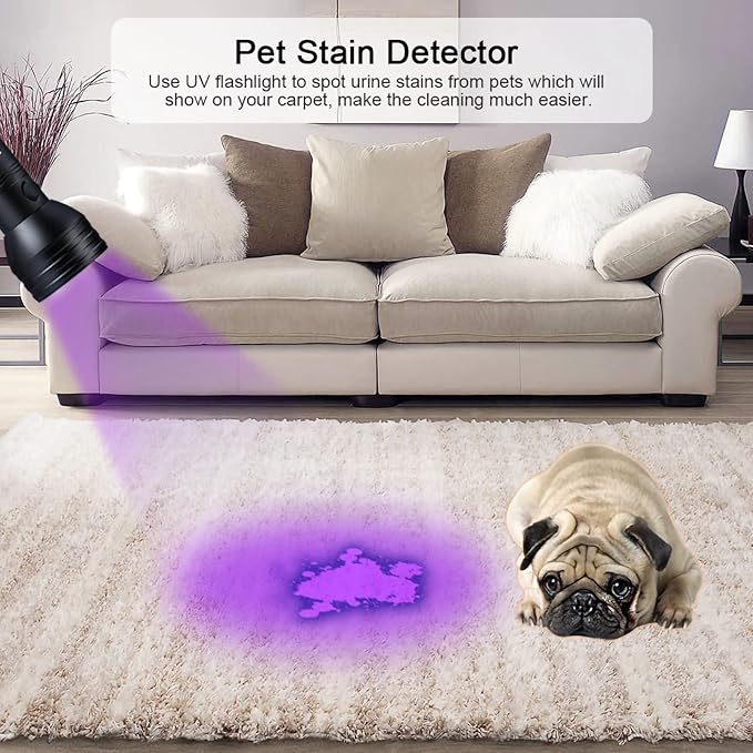 Pet Urine Detector Black Light Flashlight Super Bright 51 LED Portable Handheld Dog Cat Urine Finder for Carpets Furniture and More Aircraft Grade Aluminum Alloy