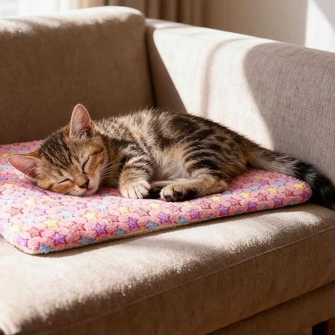 2 Pack Cat Blankets for Indoor Cats, Ultra Soft Reversible Mat, Fluffy Flannel Blanket for Small Dogs and Cats, Washable Pet Pad
