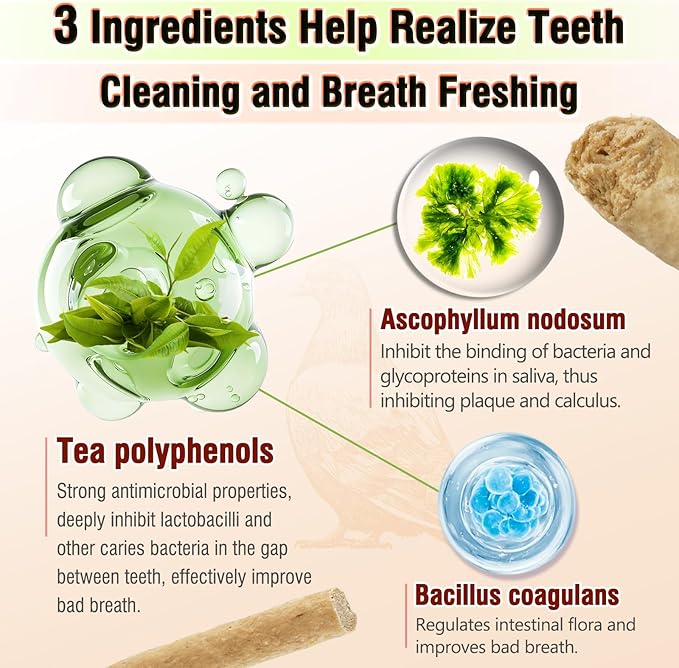 Freezed Drying Cat Chew Sticks Pigeon Flavor, Cat Teething Sticks for Teeth Cleaning Dental Care, Cats Chew Toys for Fresh Breath