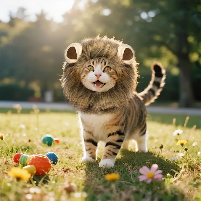 Lion Mane Wig for Cat Costume, Pet Cat Halloween Costumes for Halloween Christmas Easter Festival Parties Photo Shoots