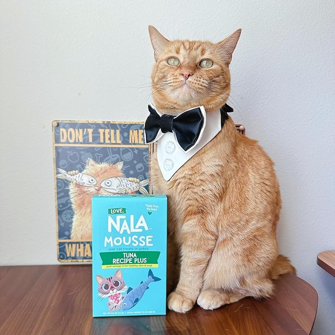 LOVE, NALA Tuna + Omega-3 Mousse Cat Treats – Brain & Heart Health Support – Lickable Squeeze-Up Puree, Topper or Treat – Grain-Free, 24 Pack – Human-Grade Protein, Non-GMO, No Artificial Additives