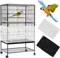 Daoeny 2Pcs Bird Cage Cover, Adjustable Bird Cage Seed Catcher, Large Soft Nylon Mesh Net with Twinkle Moon Star, Birdcage Cover Skirt Seed Guard for Parrot Parakeet Macaw Round Square Cages