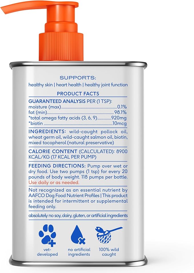 Native Pet Dog Vitamins & Supplements - 11-in-1 Vitamin Powder for Dog Food Topper (60 Scoops) & Omega 3 Fish Oil for Dogs & Cats - Promotes Healthy Skin, Shiny Coat, & Strong Joints (8 Oz)
