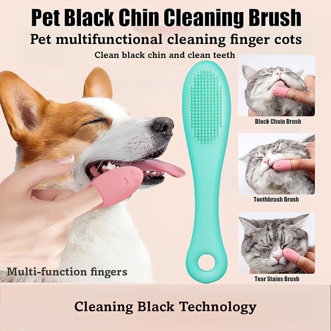 6Pcs Dog Bath Brush Set with Soap Dispenser - Cat Brush & Dog Toothbrush Kit | Silicone Pet Bathing Supplies for Washing, Shower & Shedding | Includes Finger Toothbrush, Scrubber for Small Breed