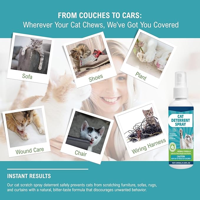 Cat Deterrent Spray,Safe Indoor & Outdoor Deterrent for Furniture & Carpet Protection, Effective Training Aid with Natural Ingredients,Non-Toxic Anti-Scratch