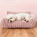 Cat Couch for Pets - Cute Cat Beds for Indoor Cats with Removable Cover, Washable Soft Corduroy Plush, Fluffy Supportive Pet Sofa Chair for Small Dog & Cats, 30 inch Pink