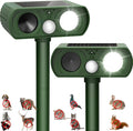 Upgraded Solar Ultrasonic Animal Repellent Outdoor, Deer Repellent Devices Squirrel Cat Raccoon Rabbit Dog Deterrent, Keep Skunk Away Motion Detection with Flash Light for Yard Garden Lawn 2PACKGreen