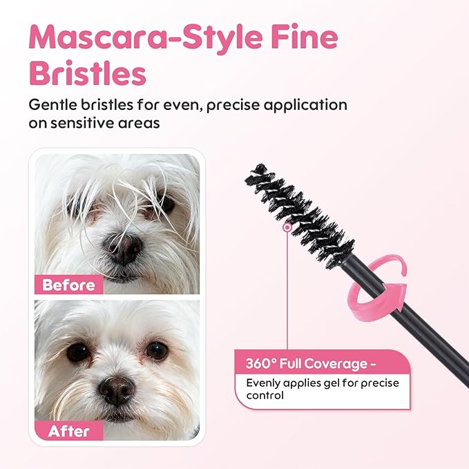 Dog Facial Hair Styling Gel – Gentle Grooming for Eyes & Nose Flyaways, No Alcohol Formula for Small Long-Haired Dogs & Cats, for Daily Use & Styling, 0.53 oz