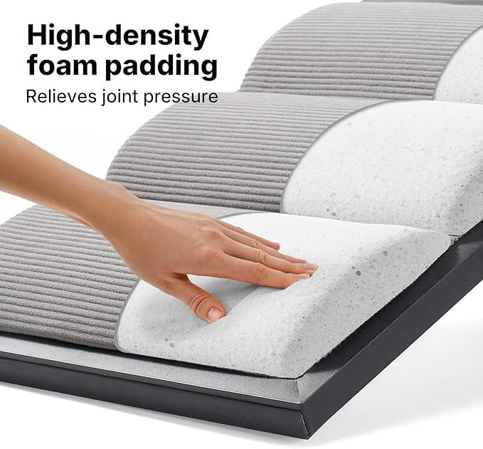 Veehoo Dog Ramp for Bed Couch Height Adjustable from 17" to 23", Foldable Stairs for Dogs to Get on Bed 17" Extra Wide, Portable Pet Doggie Steps Indoor with Non Slip Pad, Support up to 150 lbs