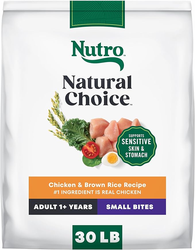 Nutro Natural Choice Small Bites Dry Dog Food, Adult Dog Food Dry Chicken and Brown Rice Recipe, 30 lbs.