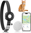 Cat Tracker Compatible with Apple Find My App (Only iOS), No Monthly Fee, Waterproof Pet Tracker for Cats, Black