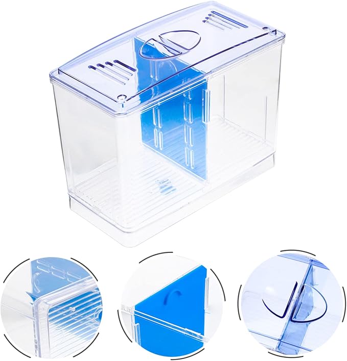 Healifty Miniature Acrylic Fish Breeding Box with Double Isolation Divider Transparent Fish Tank Hatchery Incubator for Betta and Small Aquarium Easy to Clean and Install Safe Water Quality
