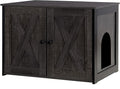 Dwanton Litter Box Enclosure, Cat Litter Box Furniture Hidden, Reversible Entrance Can Be on Left or Right Side, Wooden Cat Washroom Indoor, Dark Gray, 27.6 Inches