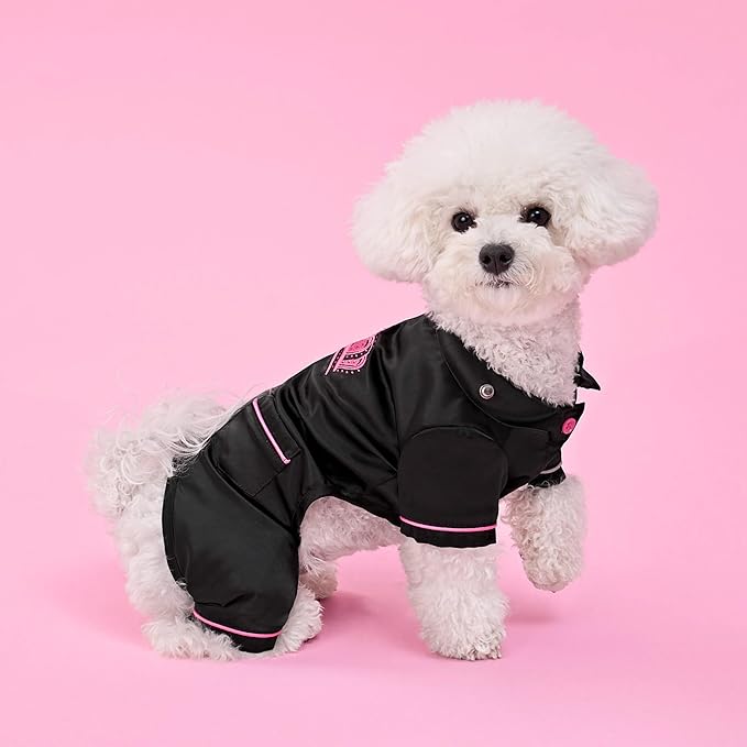 Juicy Couture Silky Satin Pajamas for Dogs and Cats - Black - Medium/Large Pet PJs