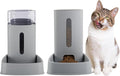 Automatic Cat Feeder and Water Dispenser - 2-Pack 3.8L/1G Pet Bowls - Gravity Automatic Cat and Dog Feeding Station - Pet Supplies by PETMAKER (Gray)