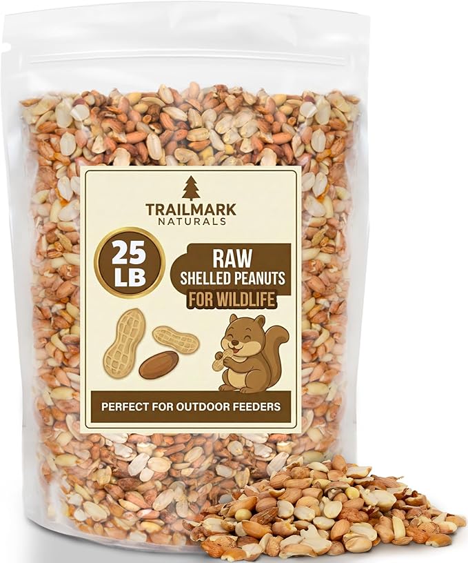 25 LB - Raw Shelled Peanuts for Squirrels, Out of Shell Peanuts for Birds and Wildlife- Squirrel Food, Wild Bird Seed - Grown in The USA