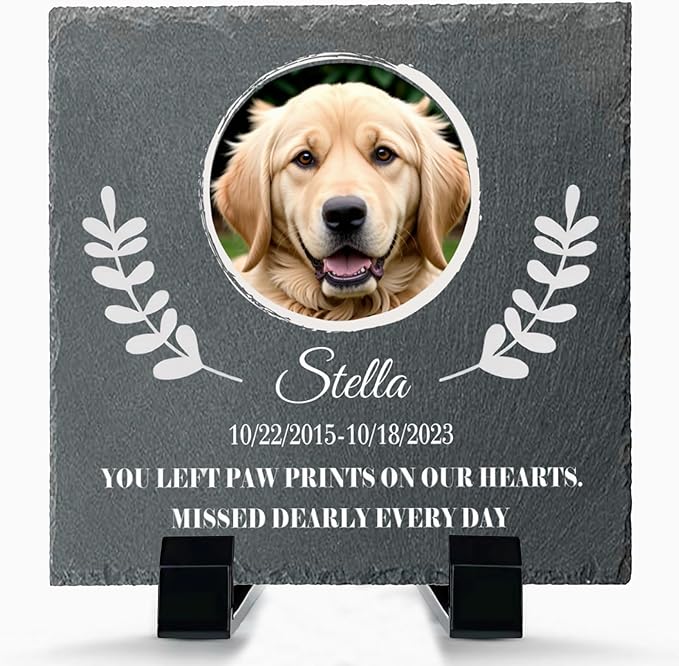 Alienc Personalized Pet Memorial Stone – Custom Dog & Cat Memorial Gifts for Loss, Outdoor Pet Grave Marker, Sympathy Keepsake for Dogs and Cats