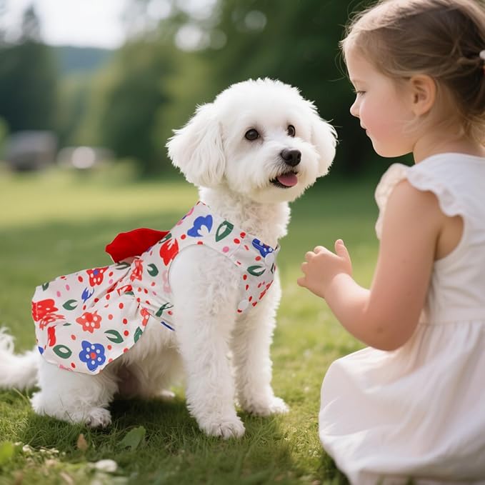 choyaxo Floral Dog Dress Cute Dog Skirt Pet Dress Summer Pet Clothes for Puppy Small Cats