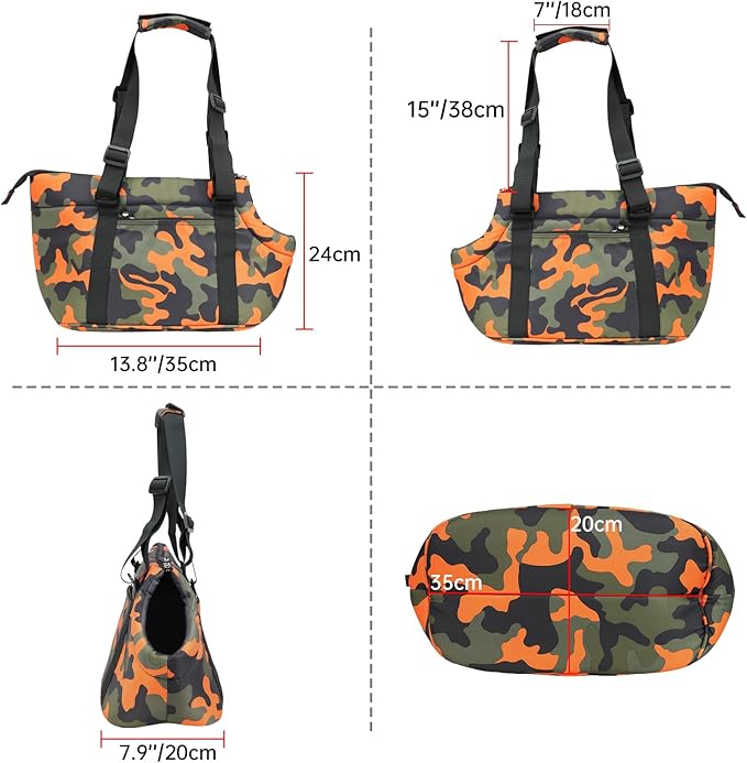 Premium 10mm Padded Dog Purse Carrier for Small Dogs, Pet Tote Bag Shoulder Carrying for Dog/Cat Below 4kg/9lbs -Camouflage Green