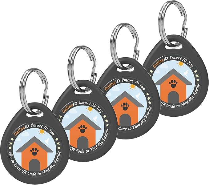 4 Pack Personalized Cat Tags,QR Code Pet ID Tags with Online Profile systerm,Editable Any Names and Phone numbles,4*Black,S