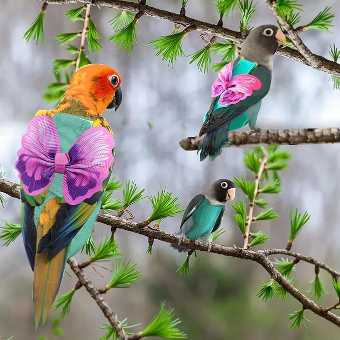 Bird Diapers Harness and Leash Parrot Diapers Parrot Flight Clothes Suit Bird Clothes Washable Bird Nappy Recovery Diapers for Small Medium Birds Parakeets Parrot Cockatoos Cockatiel Macaws-Large