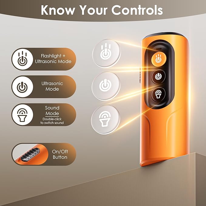 Dog Bark Deterrent Device & Anti Barking Device for Dogs, 50FT Ultrasonic Dog Trainer - Silent to Humans, Safe, Humane, Long-Lasting Rechargeable Orange Handheld with LED, Indoor/Outdoor