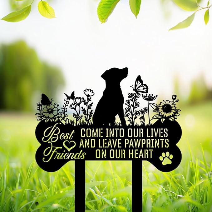 Pet Grave Markers Dog, Metal Pet Metal Memorial Garden Stake, Pets Waterproof Grave Stakes Plaque, Pet Headstone Garden Memorial Graves, Metal Dog Garden Decor 12"