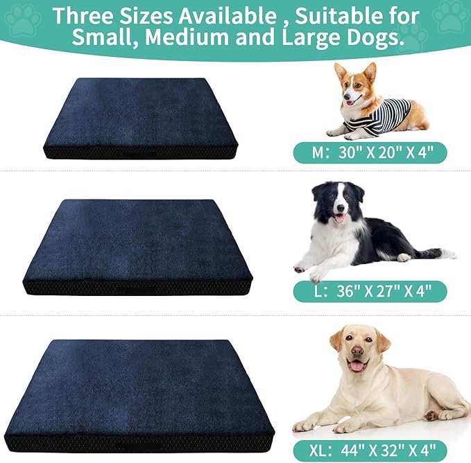 COSHNIBI Dog Bed Covers Replacement Washable,Waterproof Bed Covers Soft Plush Replacement with Zipper & Removable for Dog/Cat 36''Lx27''Wx4''H-Navy Blue