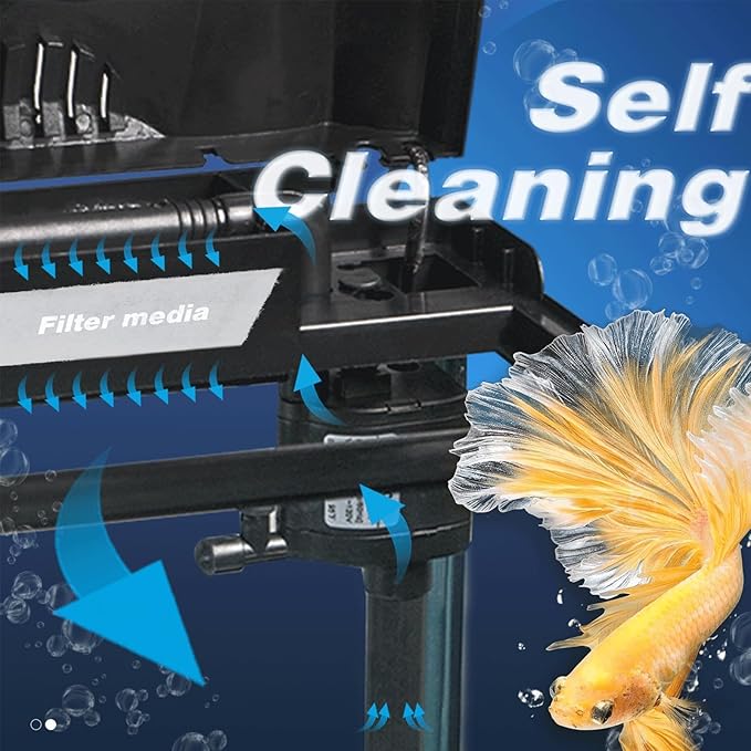 Small Fish Tank, 2 Gallon Glass Aquarium, Betta Fish Shrimp Goldfish Tropical Fish Starter Kit Self Cleaning with Filter & LED Plant Light, Ultra-Quiet Kids Room Decoration Fish Tank