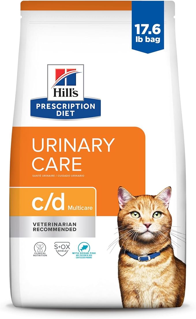 Hill's Prescription Diet c/d Multicare Urinary Care Ocean Fish Flavor Dry Cat Food, Veterinary Diet, 17.6 lb. Bag