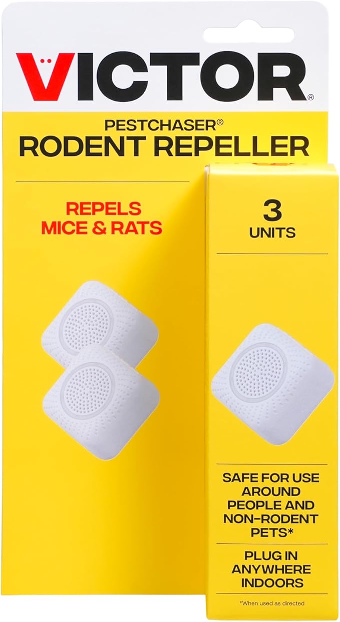 Victor PestChaser Indoor Ultrasonic Rodent Repellent with Nightlight - 3 Pack Rodent Repeller Mouse Deterrent Plug In Devices - Repels Mice Indoors - M753K