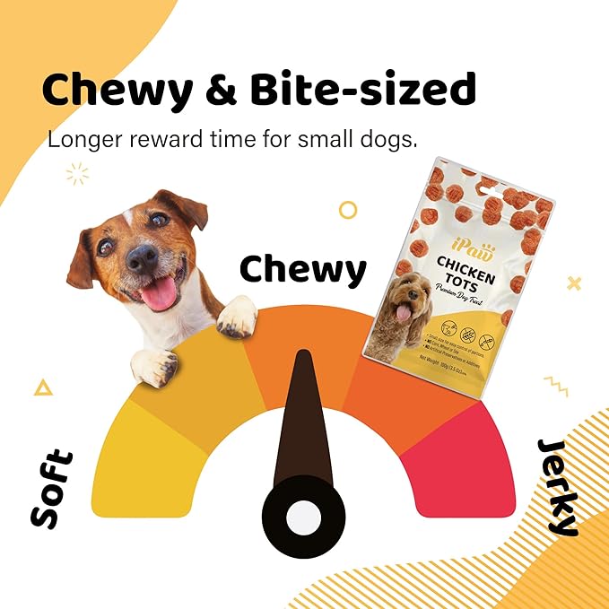 iPaw 3 Value Combo Chicken Tots Dog Treats for Puppy Training, All Natural Human Grade Dog Treat, Hypoallergenic, Easy to Digest (Chicken Tots), 3 Packs